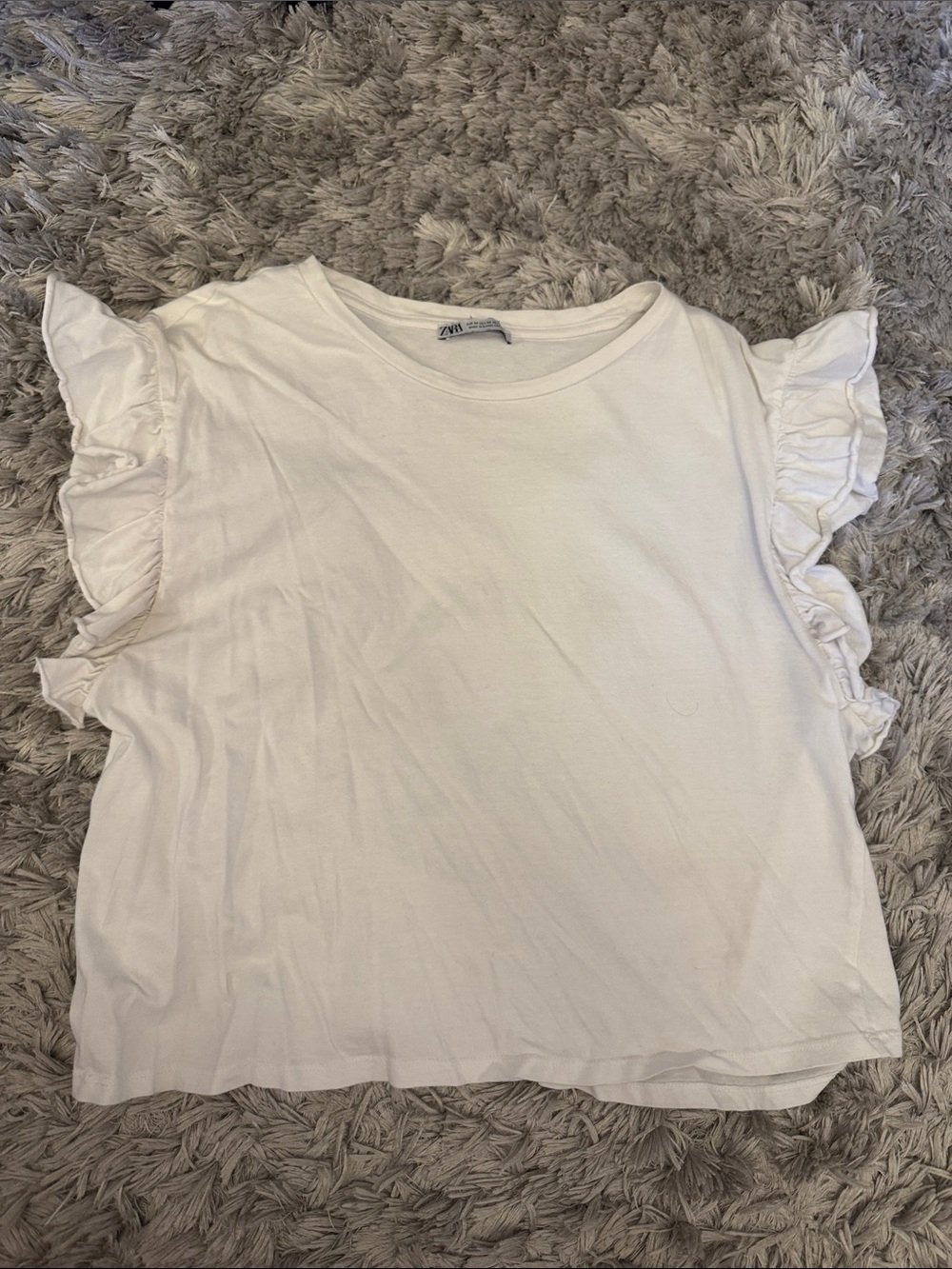 Zara White Ruffle Sleeve Tank Top